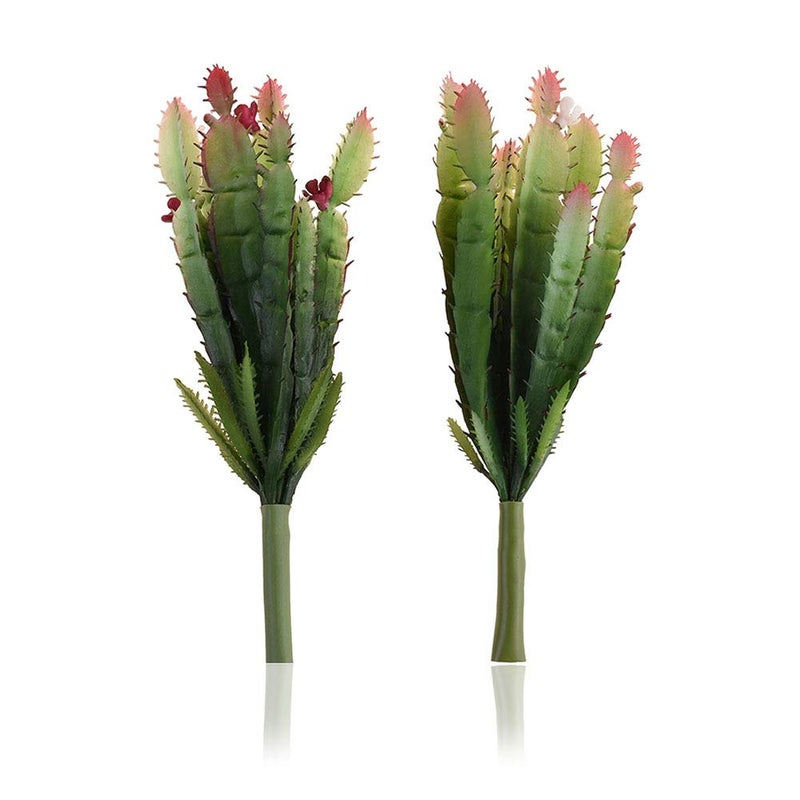 Bluecell 2pcs Real Looking Artificial Cactus Artificial Cacti Plant DIY Material for Home Decoration Flower Arrangement - Image 1
